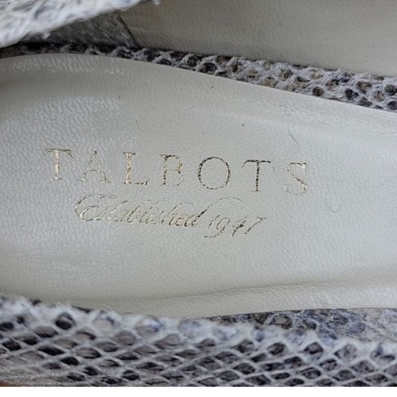 Talbots Womens Leather Snakeskin Peeptoe Wedge Heel Shoe Ivory/Black Size 9B - Picture 4 of 6